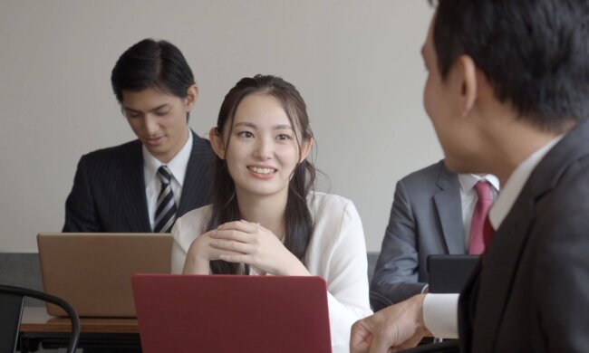 people discussing at office